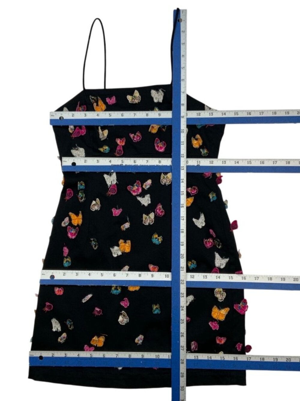 Anthropologie Maeve Butterfly Brynne 3D Spaghetti Strap Dress 2P Black Mini - Picture 7 of 16